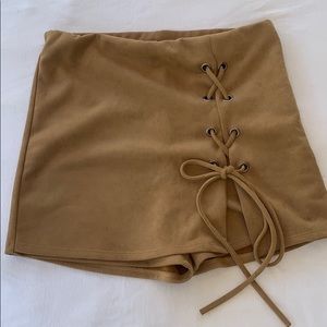 BlueBlush Suede Tan Skort